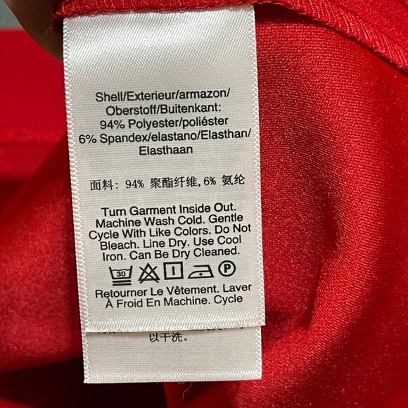 DKNY Open Sleeve Ruched Sheath Dress Size 8 Red Holiday - Picture 8 of 8